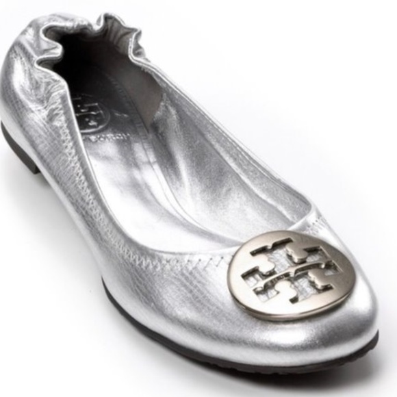 Tory Burch | Shoes | Metallic Silver Tory Burch Flats Size 9 | Poshmark